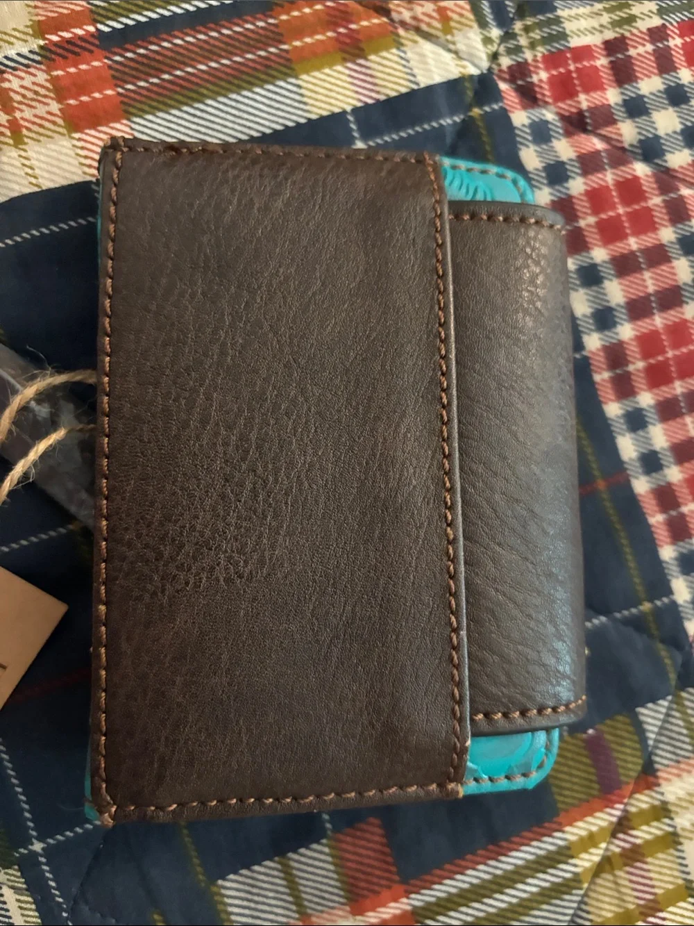 Tony Lama small Wallet - Teal with Brown Accent - Picture 4 of 8